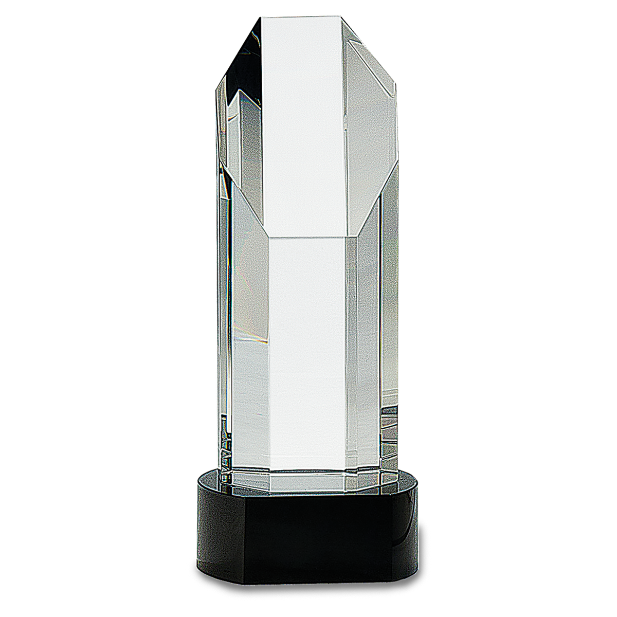 Elegant Octagon Slant-Top Crystal on Black Pedestal Base Award 9 3/4"