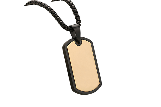 Modern Dog Tag Necklace Two Tone Design