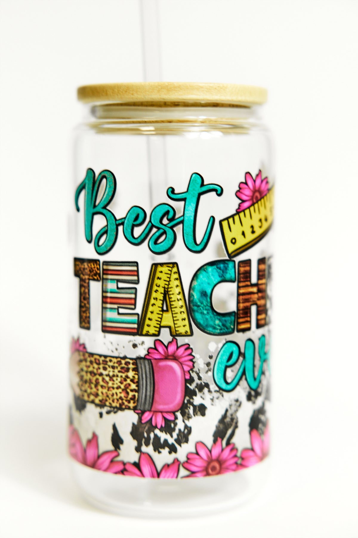 Chic Quote Glasses with Bamboo Lid