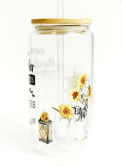 Chic Quote Glasses with Bamboo Lid