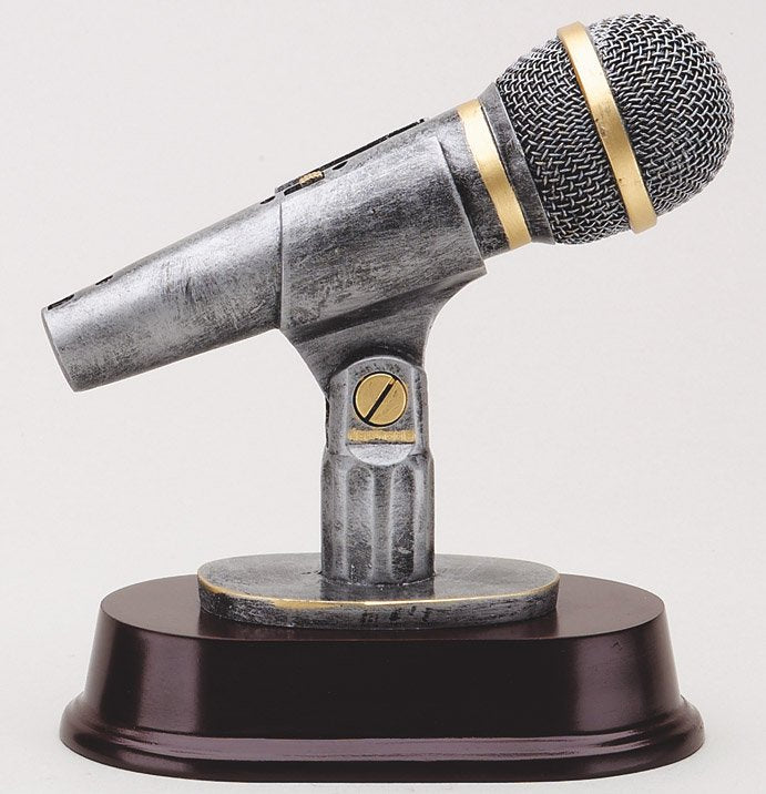 MICROPHONE SILVER W/GOLD Trophy