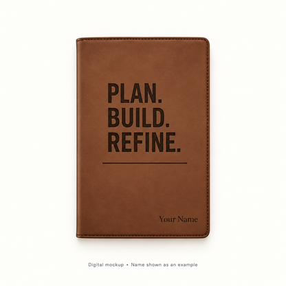 Plan Build Refine Personalized Leatherette Portfolio