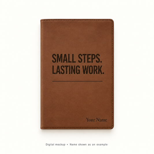 Small Steps Lasting Work Personalized Leatherette Portfolio
