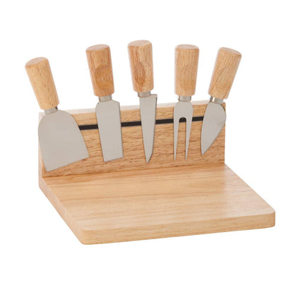 Magnetic Strip Cutting Board With 5 Tools, Rubberwood