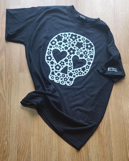 Heart and Flower Skull T-shirt