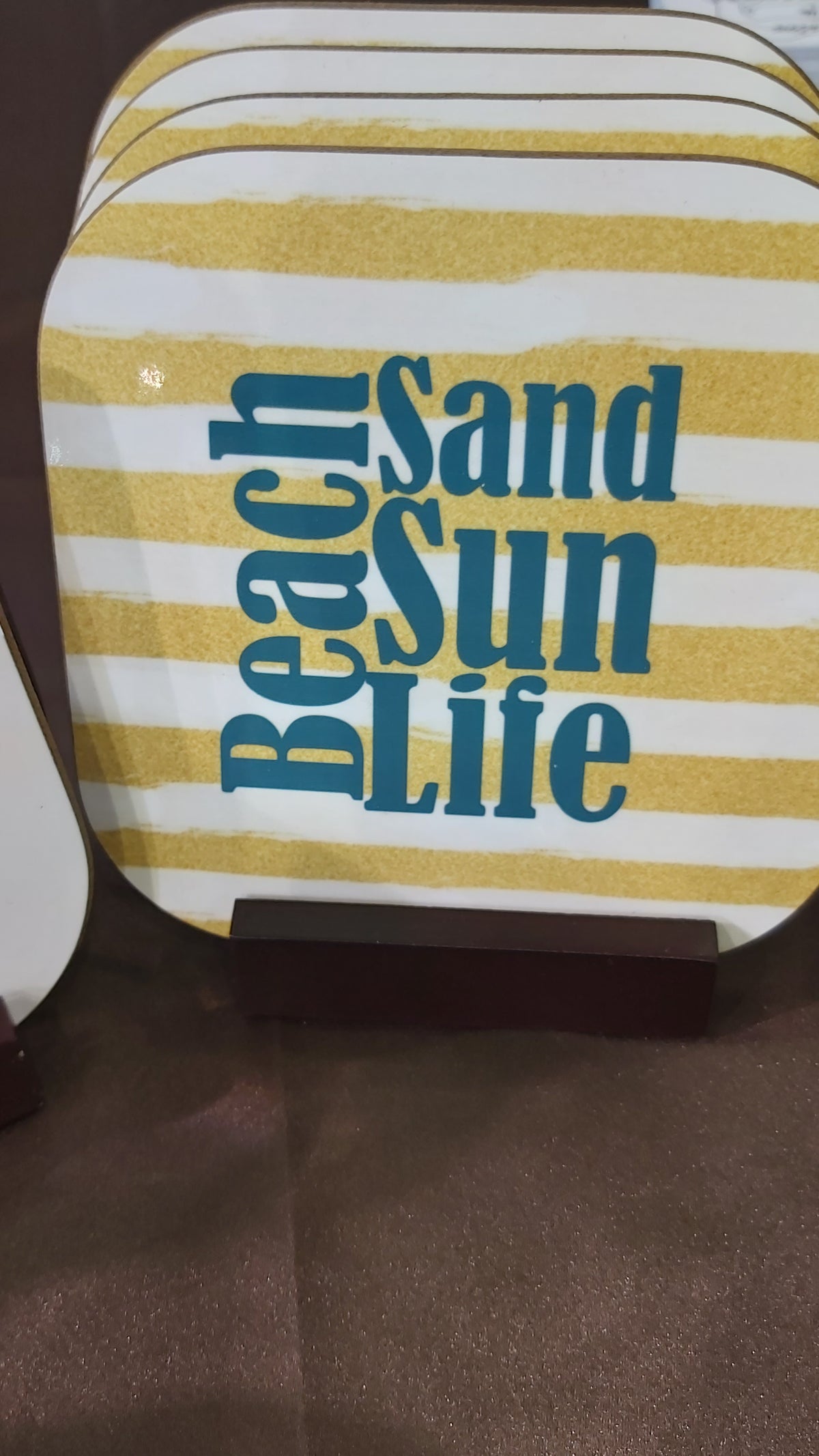 Five Coaster Set with Wooden Holder