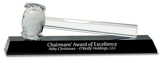 Crystal Gavel on Black Base Award 13 7/8" x 4 1/4"