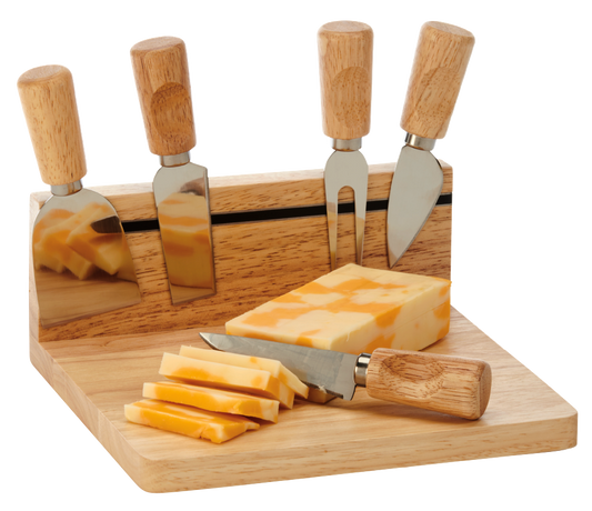Magnetic Strip Cutting Board With 5 Tools, Rubberwood