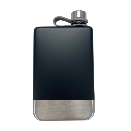 BLACK FLASK W/SS BOTTOM, 8 OZ CAPACITY