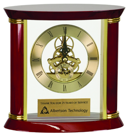 Executive Gold & Rosewood Piano Finish Clock