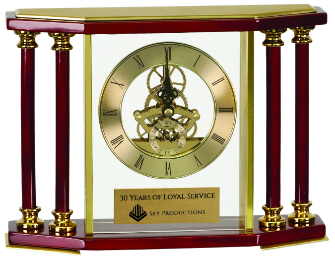 Executive Gold & Rosewood Piano Finish Clock