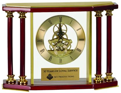 Executive Gold & Rosewood Piano Finish Clock