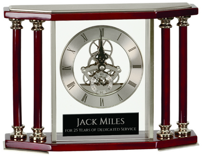 Executive Silver & Rosewood Piano Finish Clock
