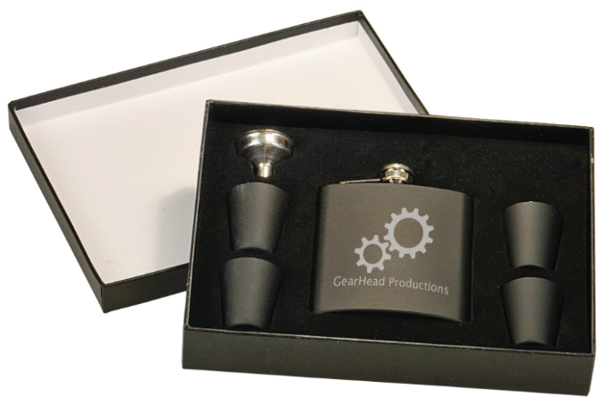6Oz Flask & Shot Glass Gift Set matte black