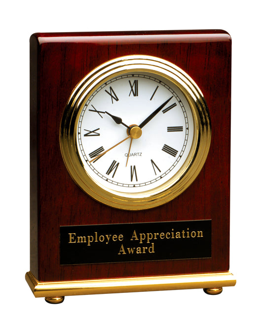 Rosewood Piano Finish Rectangle Desk Clock